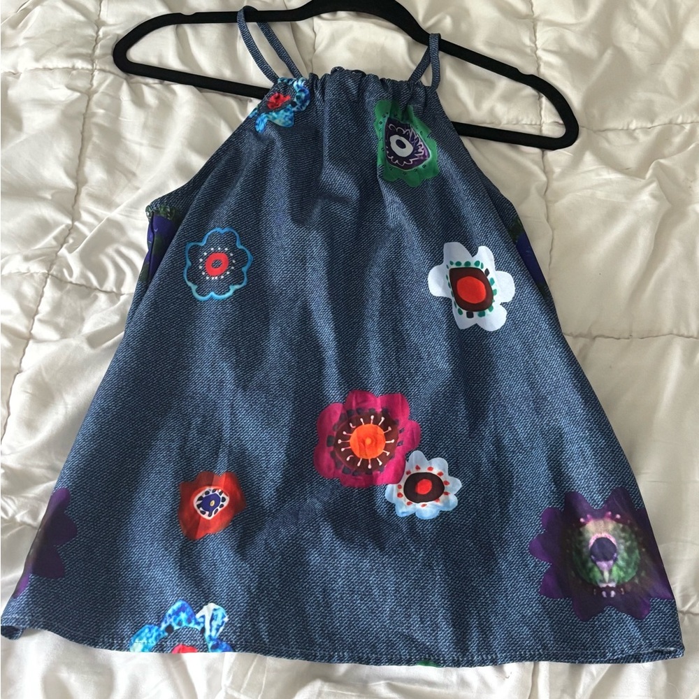 Floral Denim Halter Top